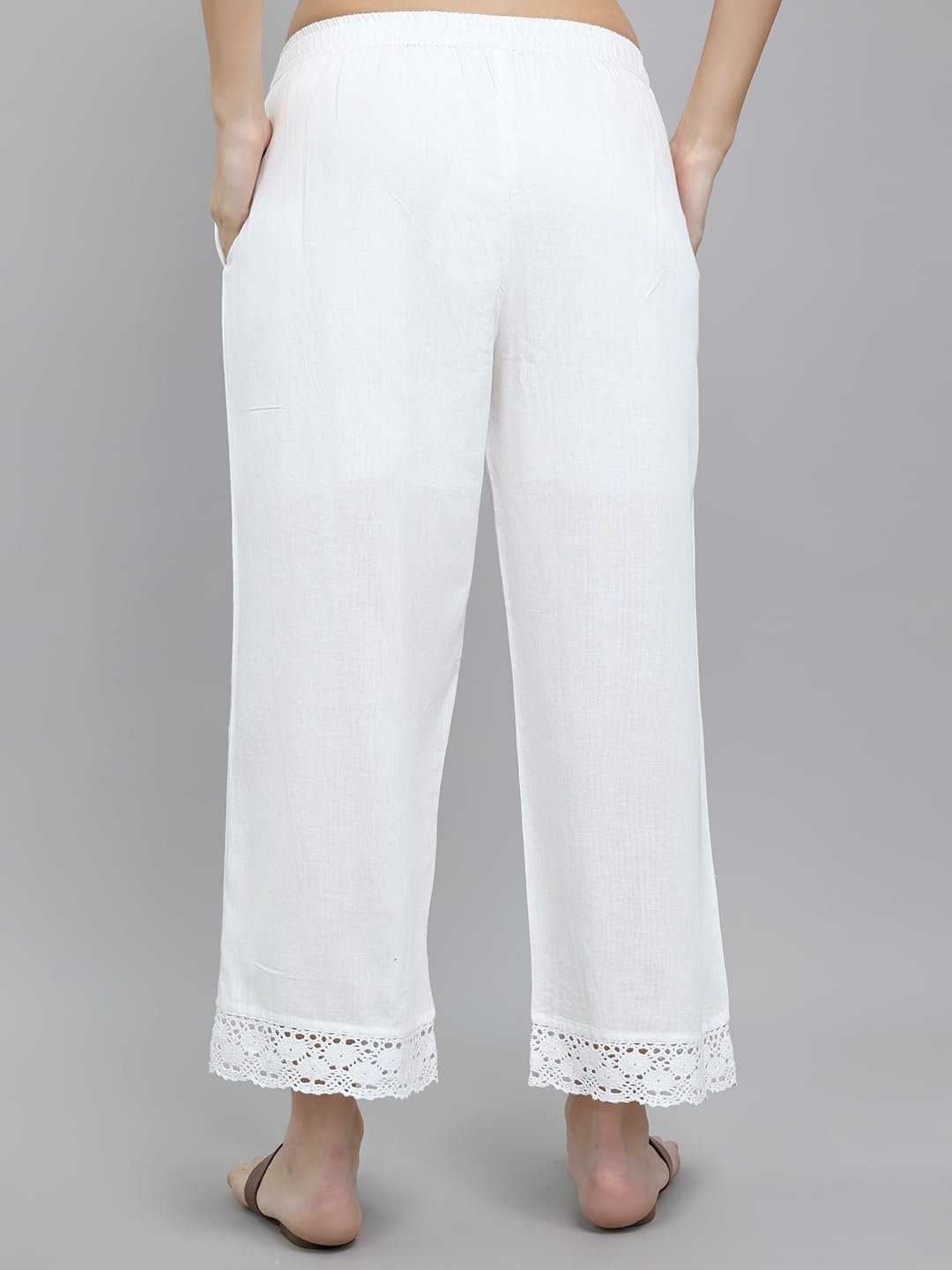 Monte Carlo Women Regular Fit Plazo |High Waist Palazzo Pants for Women | Wide Leg Trouser Pants | Relaxed Fit Pleated Trousers for Casual & Semi-Formal Wear White L