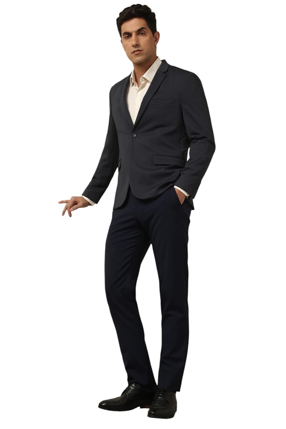 Peter England Men's Classic Blazer (PIBZWNSP988272_Charcoal