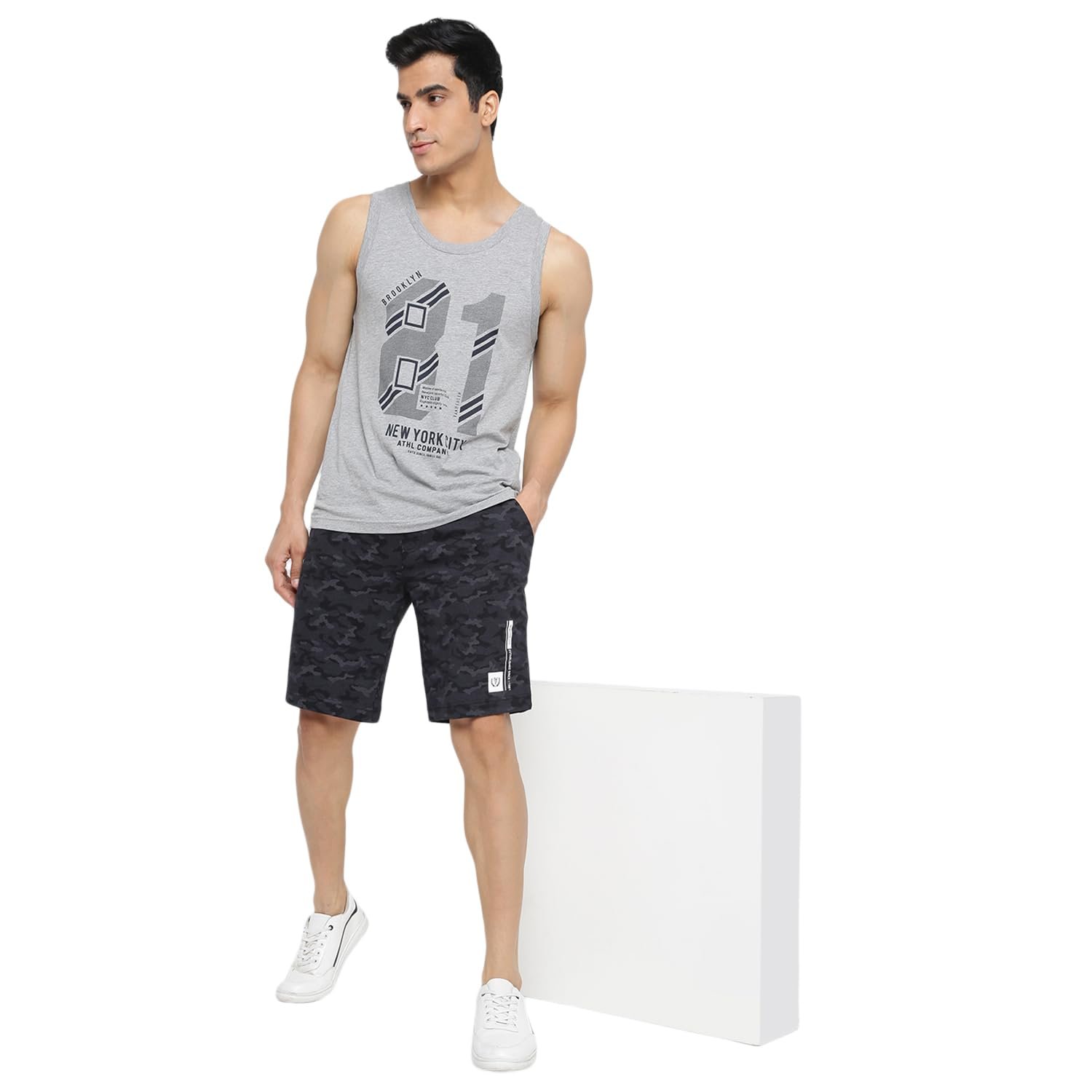 Van Heusen Men's Shorts (IHESH1VSBK70015_Black_L_Black_L)