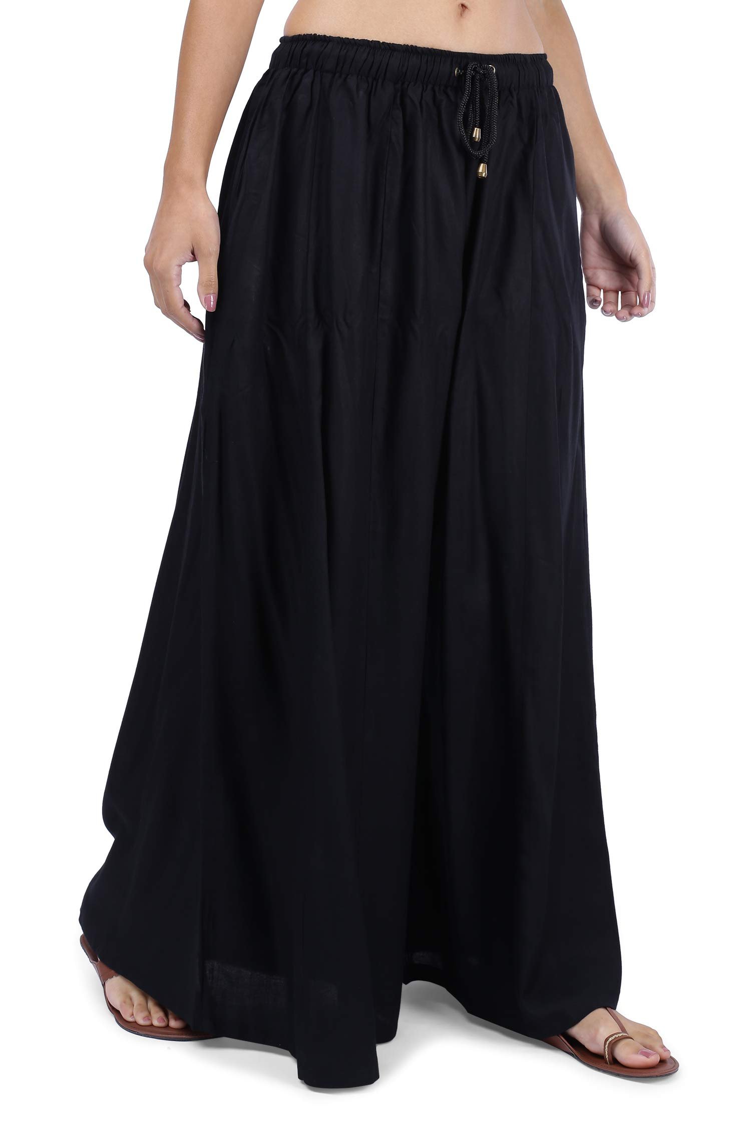 3wish Rayon Flared Palazzo Pants for Women from Ayesha Creations: Stylish White Palazzo Pants, Beige Pants, & Dhoti-Inspired Designs - Perfect for Versatile Fashion Trends Women Love - Colour Black