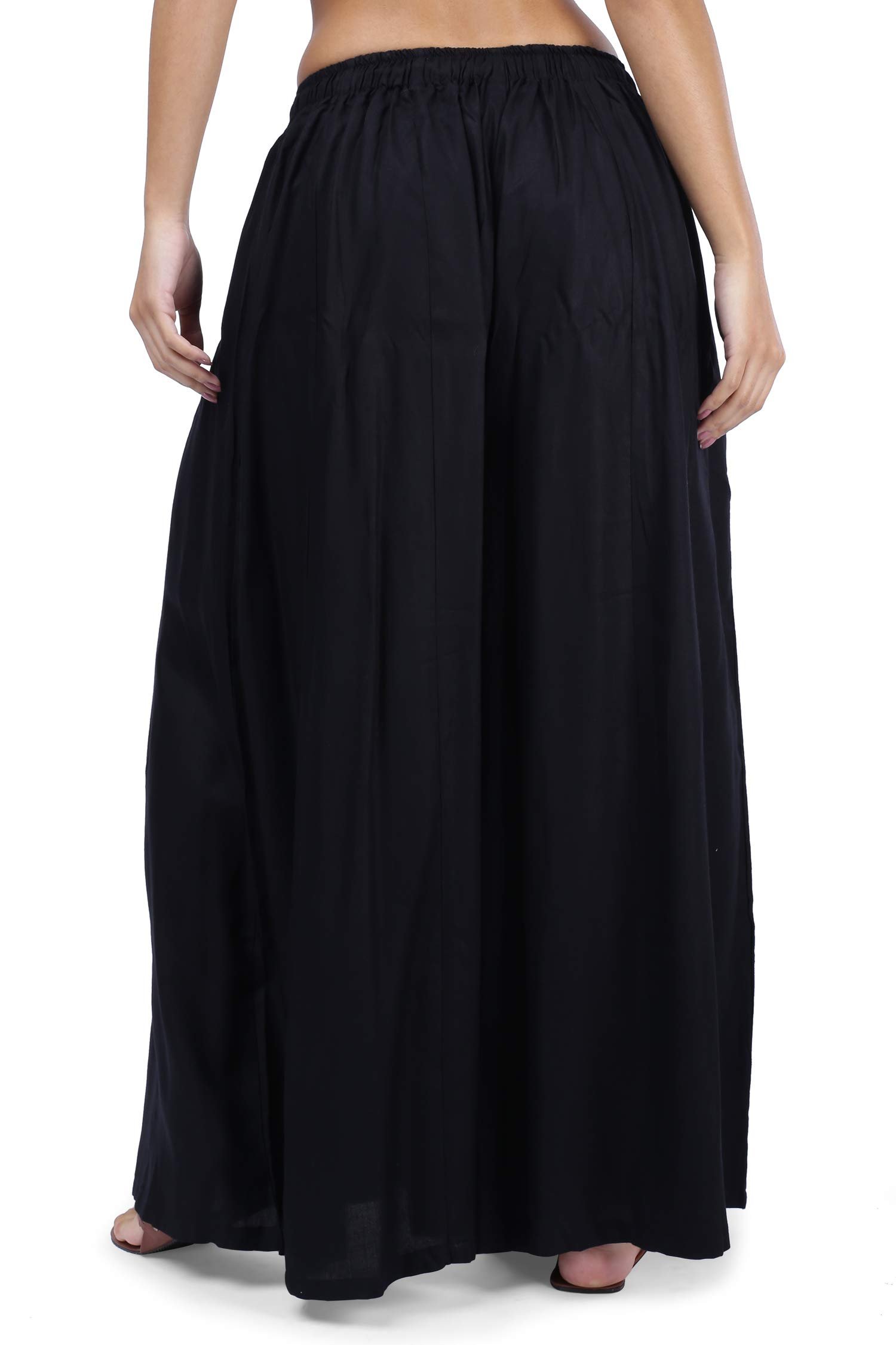 3wish Rayon Flared Palazzo Pants for Women from Ayesha Creations: Stylish White Palazzo Pants, Beige Pants, & Dhoti-Inspired Designs - Perfect for Versatile Fashion Trends Women Love - Colour Black