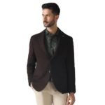 Blackberrys Men's Slim Fit Textured Dark Brown Formal Blazer