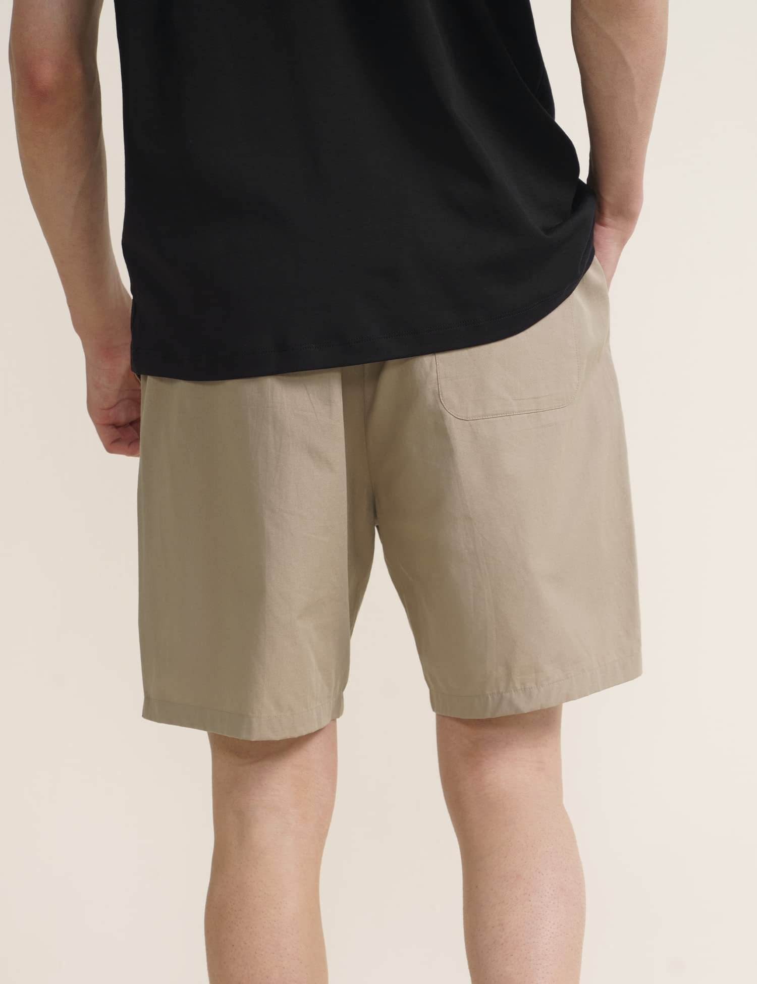 DAMENSCH Cotton Lounge Shorts for Men, Elasticated Waistband, Bermuda, Relaxed Fit Half Pant, Home Shorts for Man-Hommie Beige-2XL