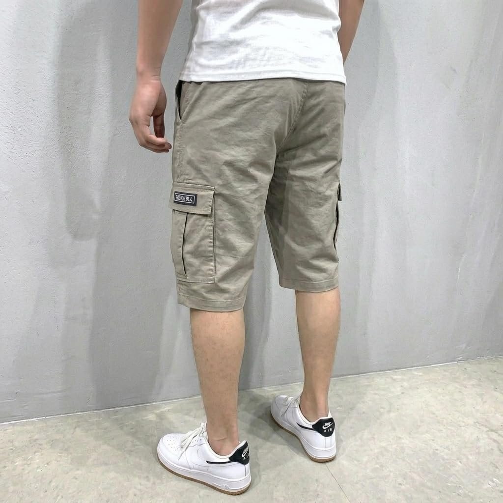 Lymio Men Shorts | Men's Cargo Shorts | Regular Fit Casual Wear Short Pant for Men | Multi-Pocket Lightweight Cotton | Summer & Adventure Ready (SSM-S-05-GREY-XXL)