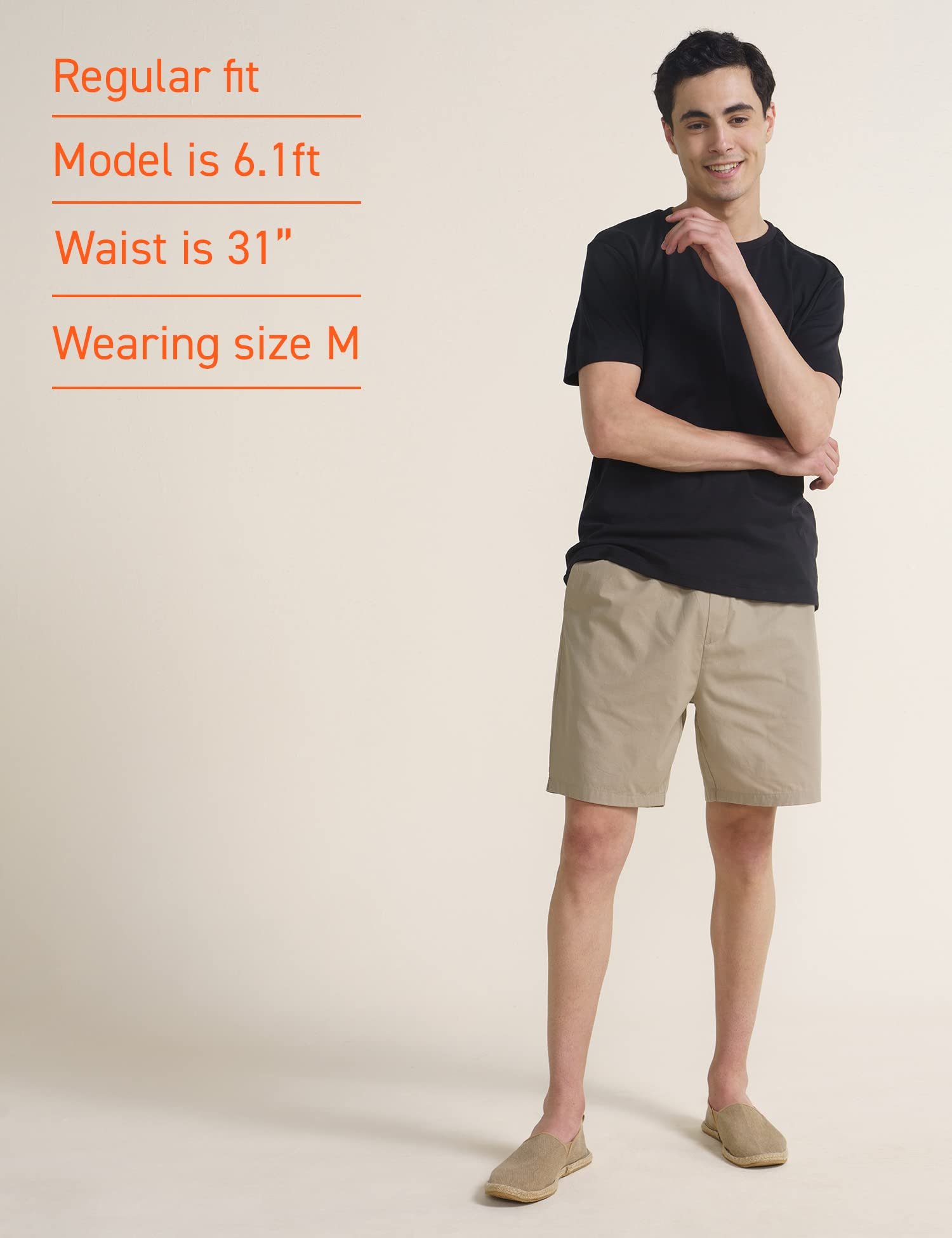DAMENSCH Cotton Lounge Shorts for Men, Elasticated Waistband, Bermuda, Relaxed Fit Half Pant, Home Shorts for Man-Hommie Beige-2XL