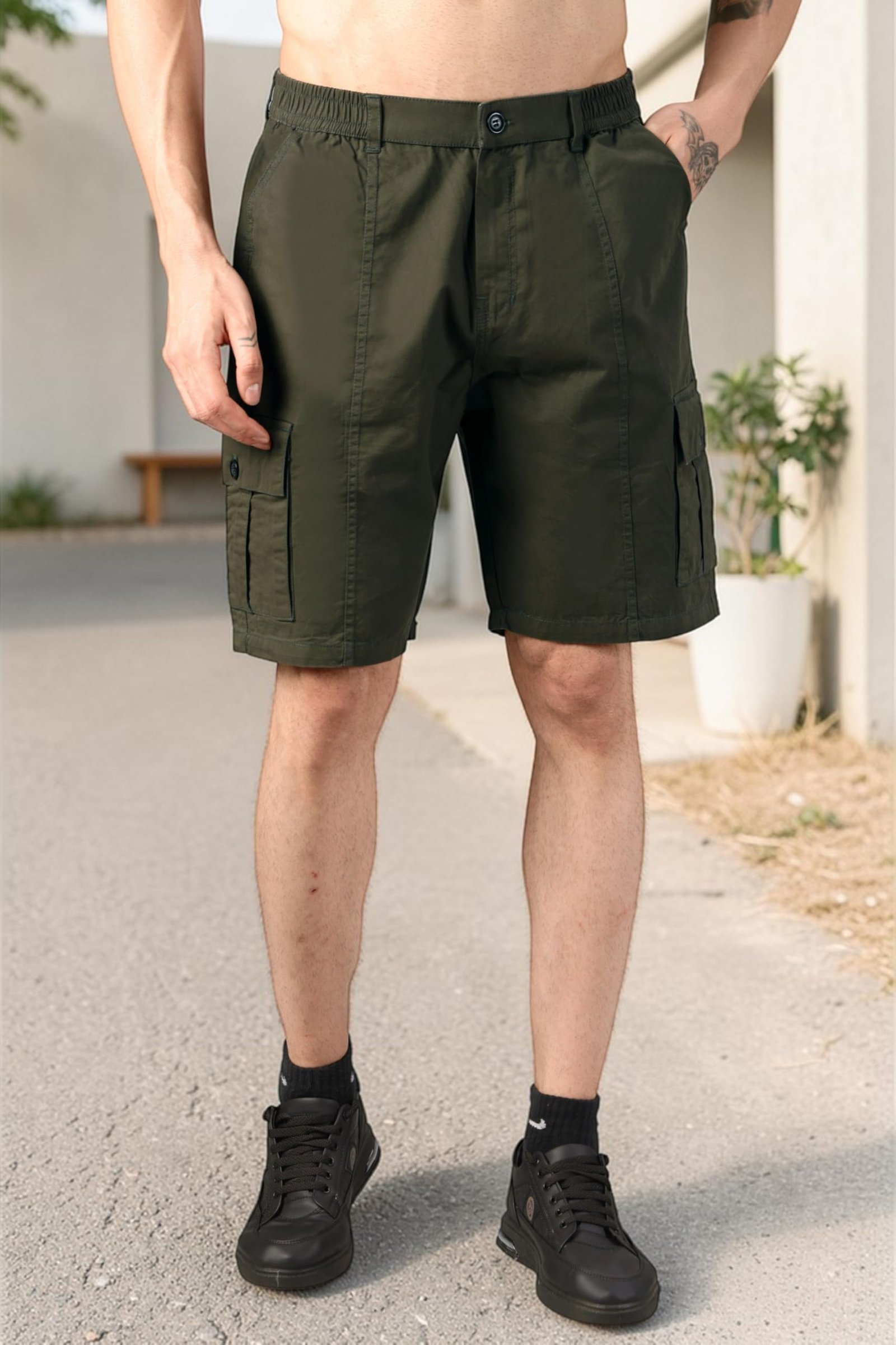 RynoGear Cotton Shorts for Man|| Casual Shorts for Men Stylish || Shorts Pant for Men Military Green