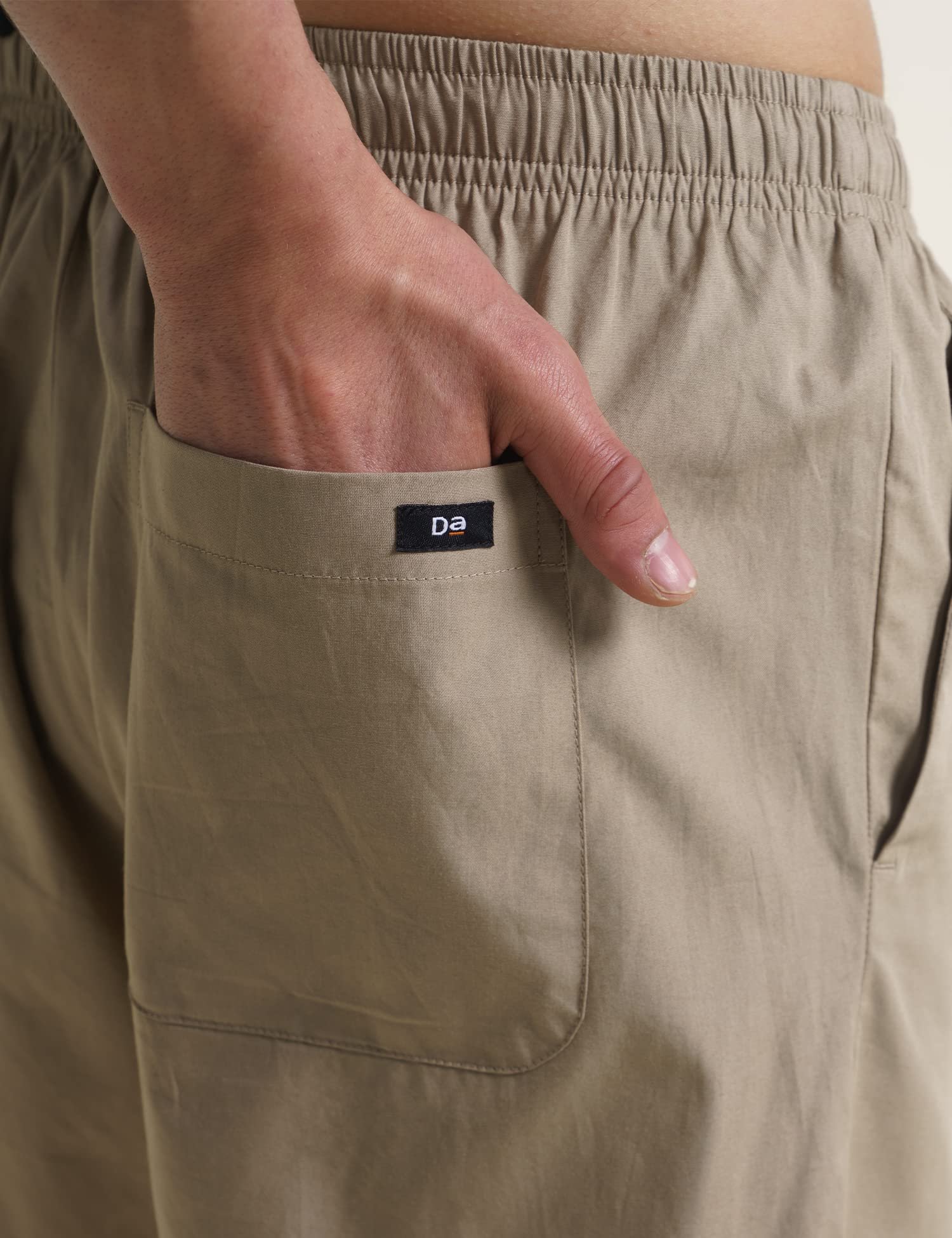 DAMENSCH Cotton Lounge Shorts for Men, Elasticated Waistband, Bermuda, Relaxed Fit Half Pant, Home Shorts for Man-Hommie Beige-2XL