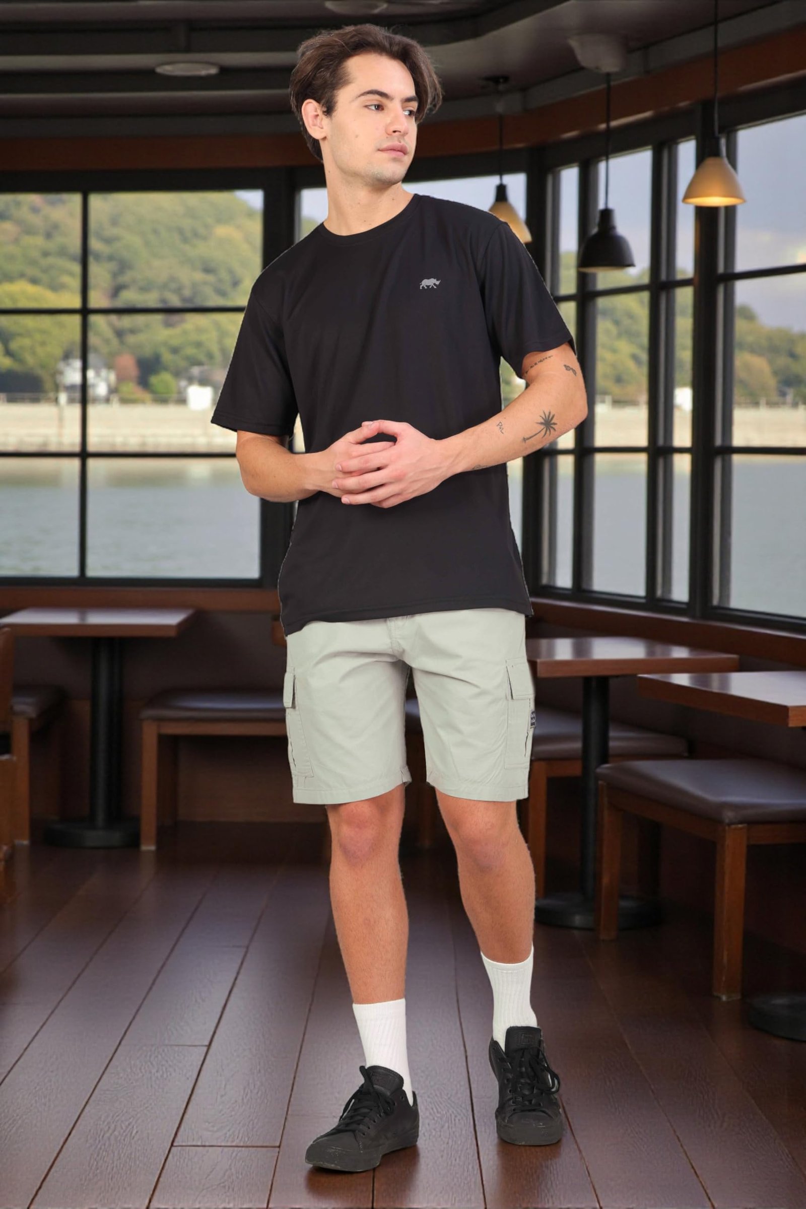 RynoGear Men's Shorts || Cotton Casual Shorts for Man || Shorts Pant for Men Light Grey (Medium)