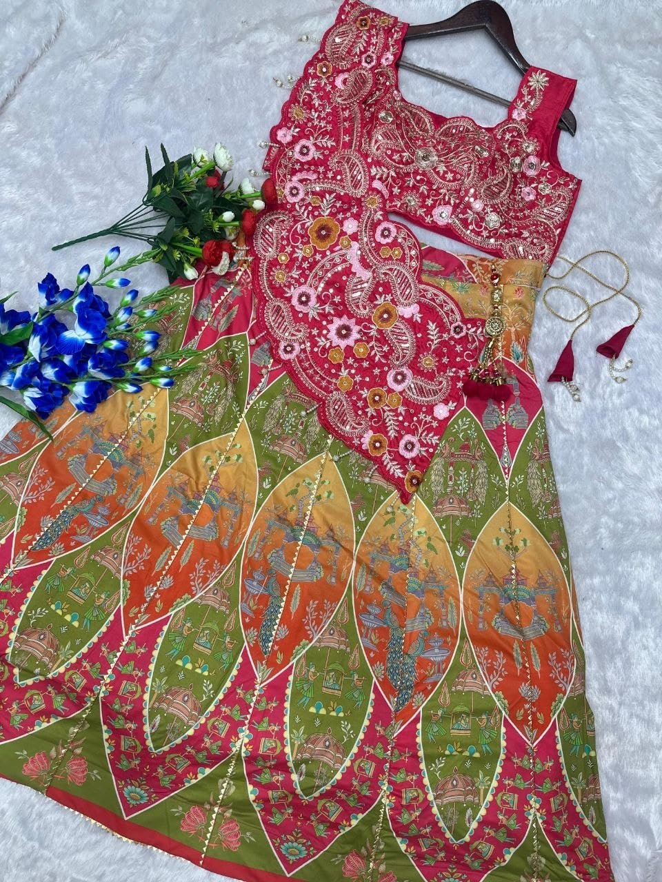 Lehenga Choli For Women Style Saree with Embroidery Sequins work Blouse Ready to Wear Party Outfit Indo-Western chaniya choli heavy dhoti style set (C3)