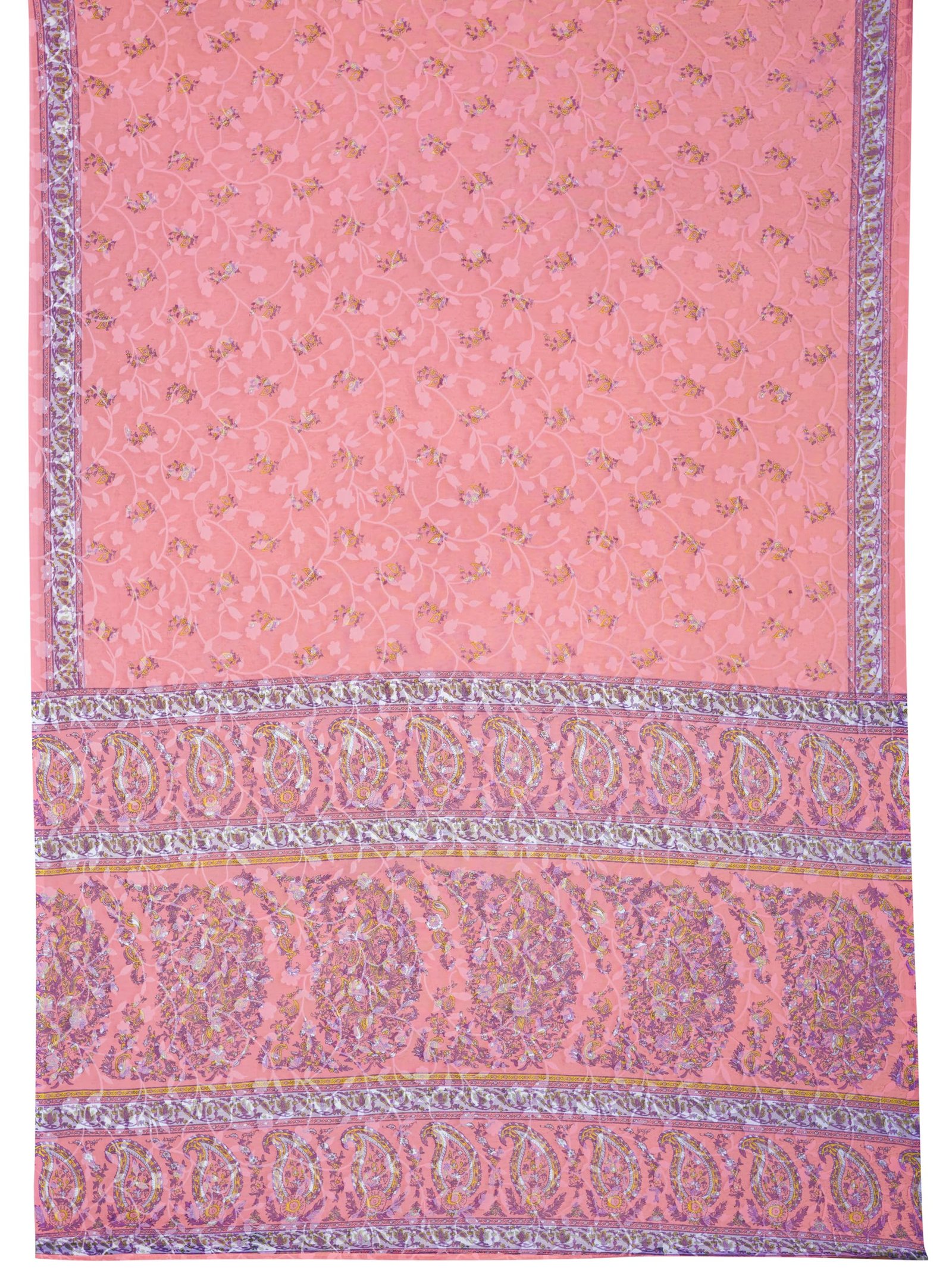 Garden Vareli Women Brasso Floral Print Saree With Unstitched Blouse Piece 62408 - Peach